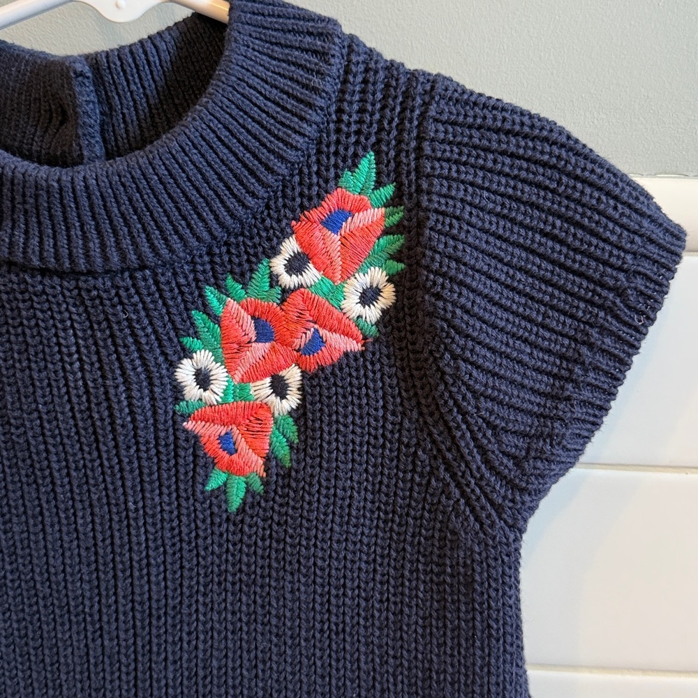Janie and Jack blue sweater dress with flowers Size 4 - Picture 2 of 6